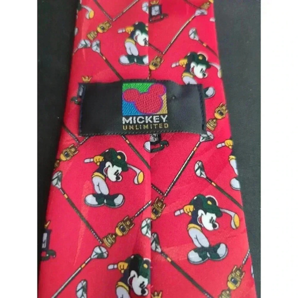 Mickey Unlimited | Men's Dad Neck Tie Mickey Playing Golf in Red‎ - Picture 6 of 6
